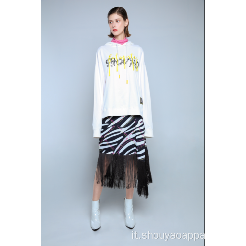 FELPA DONNA IN MAGLIA CON LOGO STAMPA ZEBRA